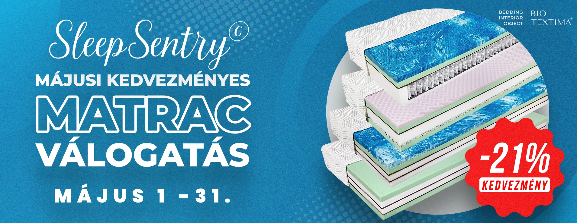 Bio-Textima SleepSentry kiemelt matrac akció