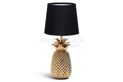 Ananasso kerámia asztali lámpa arany-fekete színben