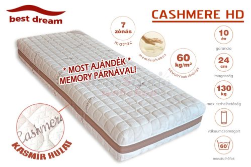 Best Dream Cashmere HD matrac 140x200 cm - ajándék memory párnával