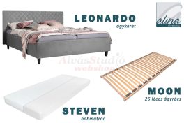   Ada - Leonardo kárpitozott franciaágy szett 120x200 Steven matraccal, Moon ágyráccsal