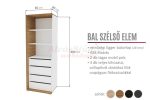 Manhattan 2 polcos,  4 fiókos baloldali gardróbszekrény elem (60 cm)