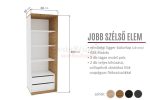 Manhattan 3 polcos, 2 fiókos jobboldali gardróbszekrény elem (60 cm)