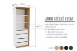 Manhattan 2 polcos,  4 fiókos jobboldali gardróbszekrény elem (60 cm)