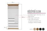 Manhattan 2 polcos,  2+2 fiókos középső gardróbszekrény elem (90 cm)