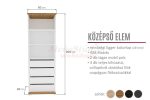 Manhattan 2 polcos,  4 fiókos középső gardróbszekrény elem (60 cm)