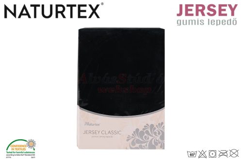 Naturtex fekete Jersey gumis lepedő 80-100x200 cm